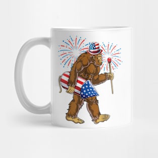 Funny Bigfoot Fireworks 4th Of July Funny Boys Men Sasquatch Lover Mug